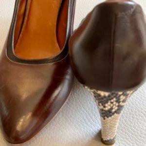 Dries Van Noten Genuine Leather With Snakeskin 3 inch heel